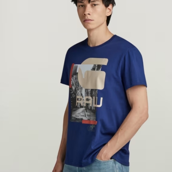 Men's medium blue gstar city graphic t-shirt - Picture 8 of 8